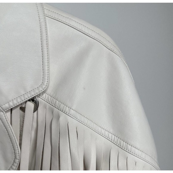 REVOLVE Divine Heritage Fringe Vegan Leather Jacket Coat Women's Cream Size XS - Picture 4 of 6